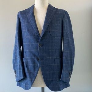 DRESSTERIOR men's blue plaid flannel jacket, Japan size 44 (US size 34S)